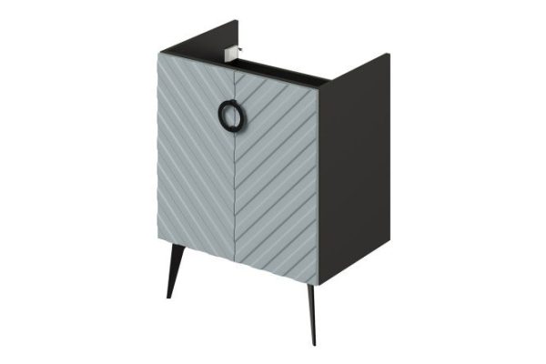 Тумба под раковину напольная Palladio 2.0 63.6 см, цвет каркаса чёрный, фасада серо-голубой